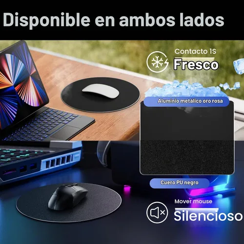 Vista 5 de Alfombrilla de ratón HONKID de aluminio metálico, delgada y dura, alfombrilla de doble cara impermeable con control rápido y preciso para laptop