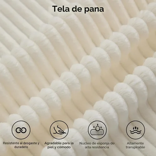 Vista 5 de Sofá modular de 61 pulgadas con otomana, asiento extra profundo para sala de estar, sofá de asiento profundo de pana con almohadas para Beige