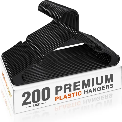 Vista 20 de HOUSE DAY Perchas de Plástico Premium Paquete de 10, Perchas para Ropa que Ahorran Espacio, Colgador Resistente para Abrigos - Organizadores