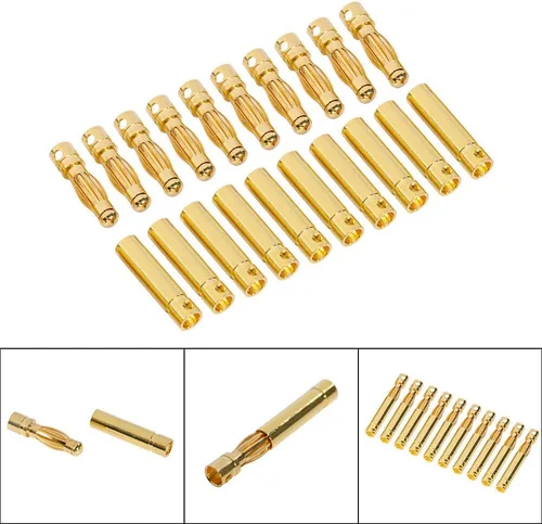 Vista 2 de FLY RC - 20 pares de conectores banana macho hembra de 4.0mm 4mm para batería ESC motor RC