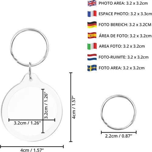 Vista 2 de Kurtzy Llaveros redondos en blanco (50 unidades) Cada llavero es de 1.6 in (1.57 pulgadas) de diámetro Anillos acrílicos circulares transparentes