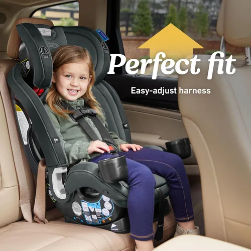 Vista 6 de Graco SlimFit3 LX 3 en 1 Asiento de coche delgado, orientado hacia atrás, orientado hacia adelante a asiento elevador de respaldo alto, Katrina