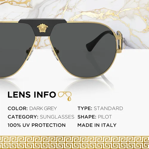 Vista 4 de Versace VE2252 MEDUSA PILOT Shape Gafas de sol con eSHADES Paquete de gafas de lujo