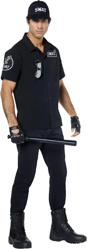 Vista 3 de Spirit Halloween Kit de disfraz SWAT para adultos SWAT Cosplay Disfraz de oficial de policía Disfraz de policía Disfraz fácil