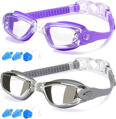 Vista 9 de COOLOO Gafas de natación, paquete de 2 gafas de natación para hombres y mujeres, gafas de natación para adultos, jóvenes, adolescentes, niños, gafas