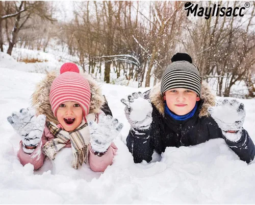 Vista 3 de Juego de gorro y guantes de invierno para niños de 2 a 5 años