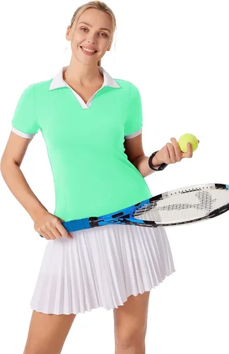 Vista 3 de JACK SMITH Camisas de golf para mujer, UPF 50+, ligeras, de secado rápido, camiseta polo de manga corta para tenis, para exteriores, tallas S-XXL