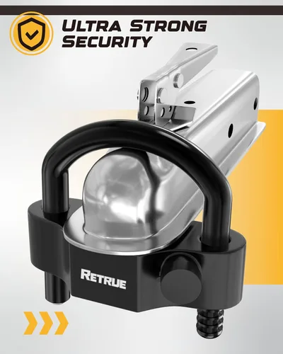 Vista 4 de RETRUE Cerradura de Acoplador Universal Cerraduras para Remolque Enganche de Bola Cerradura de Enganche de Remolque Seguridad Ajustable Acero