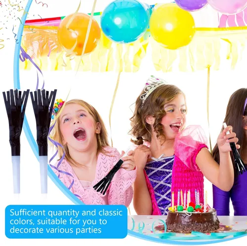 Vista 5 de 48 sopladores de fiesta, fabricantes de ruido de Nochevieja, fabricantes de ruido negro, para baby shower, cumpleaños de niños, fiesta de Año Nuevo