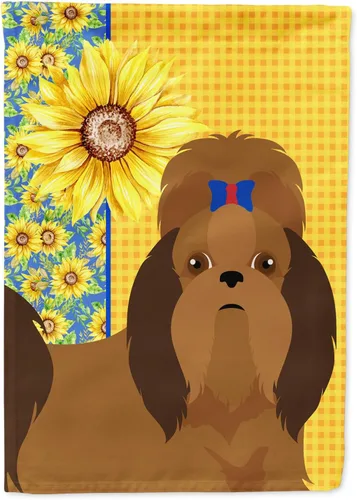 Vista 175 de Caroline's Treasures WDK5313GF Bandera de jardín con diseño de girasoles de verano, color negro y tostado, Airedale Terrier para buzón, bandera