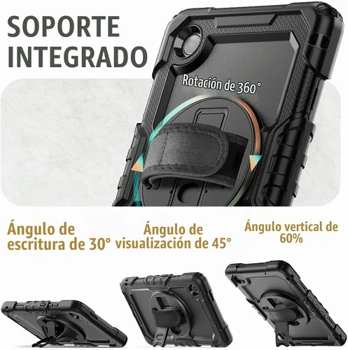 Vista 5 de HXCASEAC Funda para Lenovo Tab One de 8.7 pulgadas (TB-305FU) con protector de pantalla, soporte para bolígrafo, correa de mano, soporte ajustable