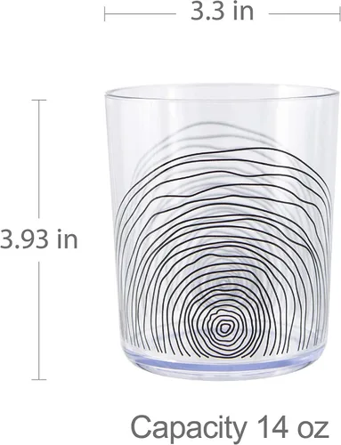 Vista 9 de Bzyoo White Planet Collection - Juego de vajilla de 12 piezas (servicio para 4) vasos de plástico de 14 onzas, juego de 6 piezas