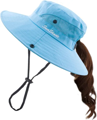 Vista 18 de Muryobao - Gorro de pesca para mujer, protección UV, plegable, con borde ancho