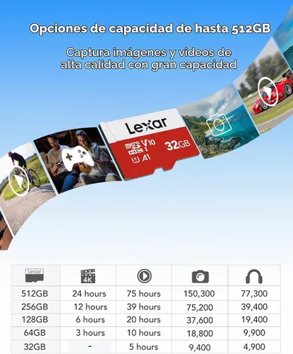 Vista 4 de Lexar Tarjeta de memoria flash microSDHC UHS-I microSDHC de la serie E de 32 GB x1