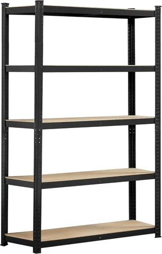 Vista 21 de Yaheetech Estantes de almacenamiento, estantería de metal ajustable resistente de 5 niveles, estante industrial para garaje, almacén, despensa, Negro