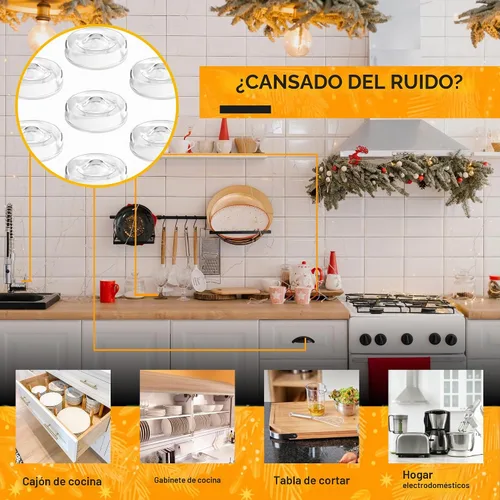 Vista 2 de 64 Topes Autoadhesivos para Puertas de Gabinete – Almohadillas de Goma de Silicona Transparente Pegajosas para Cajones de Muebles, Armarios