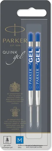 Vista 3 de Recargas de tinta de gel para bolígrafo de punta media PARKER QUINK, color negro, paquete de 2