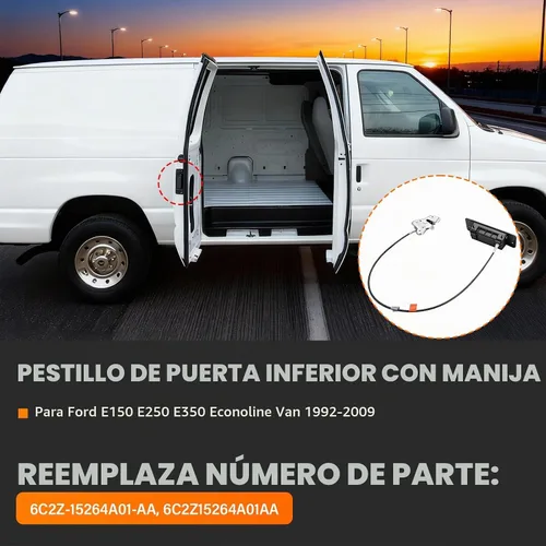 Vista 2 de Yinlowa - Pestillo de puerta inferior para Ford E150 E250 E350 E450, 6C2Z-15264A01-AA Puerta de carga con bisagras al 40% del lado del pasajero
