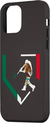 Vista 2 de Funda para iPhone 12 mini Mexico High School Baseball Player Mexican Flag Home Plate Case