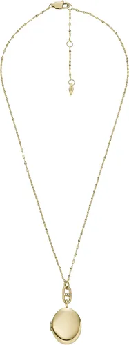 Vista 3 de Fossil - Collar de cadena con dije de acero inoxidable grabado y enchapado para mujer