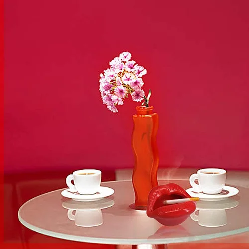 Vista 3 de Ceniceros de cigarrillos de cerámica creativos con estilo de labios Decoración casera de moda (rojo oscuro)