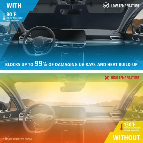 Vista 2 de Clim Art - Parasol para parabrisas de Buick Encore 2013-2023, plegable, personalizado, protector solar para vehículo, cubierta para parabrisas