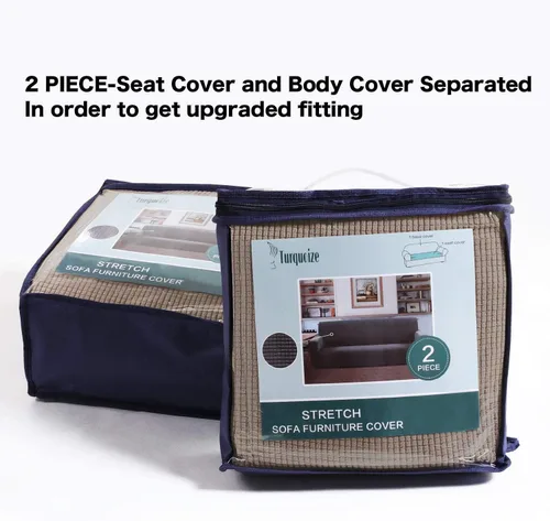 Vista 6 de Turquoize Funda para sofá con funda de cojín separada, funda para sofá y protector de muebles, color caqui