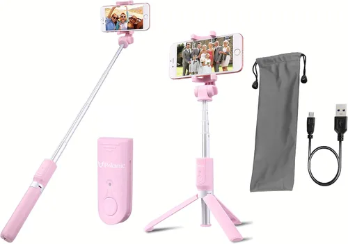 Vista 9 de Trípode para selfie stick con bolsa de control remoto inalámbrico, extensible y ajustable, soporte ligero V-Log compatible con todos los iPhone