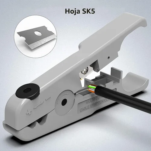 Vista 6 de Yankok [Herramienta de corte y pelado de cables S501B] Gris con profundidad de hoja ajustable para UTP, FTP, STP, CAT5/5e CAT6/6a Ethernet, cables