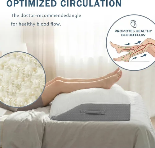 Vista 6 de baibu Almohada elevadora de piernas de espuma viscoelástica, almohada de soporte de diseño de doble capa patentada para elevar los pies para una