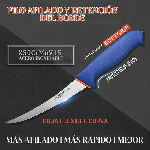 Vista 3 de Cuchillo de deshuesado de 6 pulgadas Hoja curvada flexible
