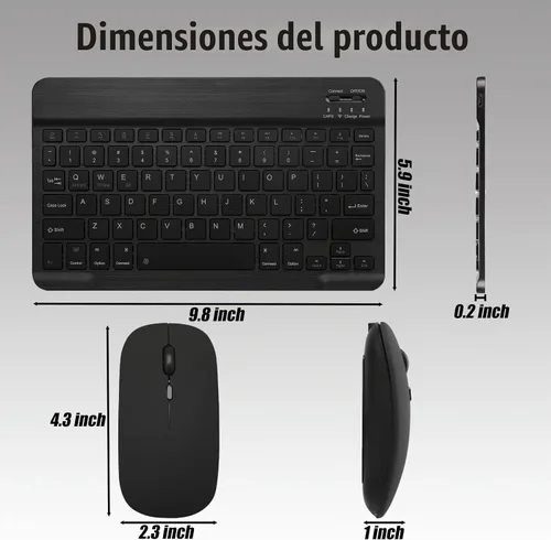 Vista 5 de Funda de teclado para Samsung Galaxy Tab S10 Lite / S10 FE / S9 FE / S9 10.9-11 pulgadas - Ratón y teclado desmontable, funda protectora delgada
