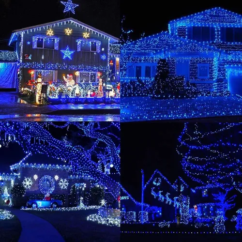 Vista 5 de LJLNION Guirnalda de 300 luces LED para exteriores e interiores, luces de Navidad súper brillantes extra largas de 98.5 pies, 8 modos