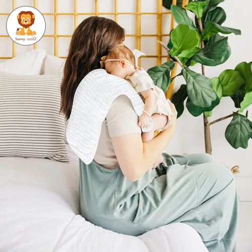 Vista 7 de Paños de muselina para eructos para bebé, 100% algodón, para unisex, niño, niña - Grandes 20" x 10", productos esenciales para recién nacidos, ultra
