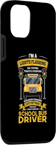 Vista 3 de iPhone 15 Funny Lights Flashing Safety First School Bus Driver Case
