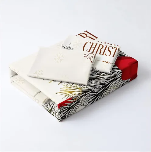 Vista 2 de Juego de funda de edredón de Navidad 3D, fundas de edredón y fundas de almohada con patrón de lazo rojo, juegos de ropa de cama de color pulido