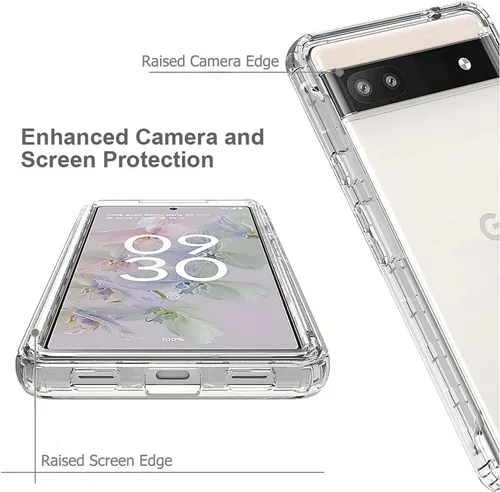 Vista 4 de Funda a prueba de golpes compatible con Google Pixel 6a, con protector de pantalla de vidrio templado, libro de composición