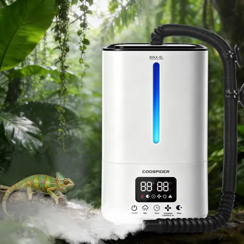 Vista 10 de COOSPIDER Reptile Fogger Humidifier, Automatic Humidifiers for Reptiles Tank, Terrarium Humidifier with Timer Humidity Control, Reptile Mister for