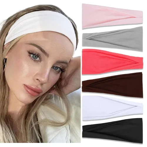 Vista 9 de TERSE Diademas para mujer, bandas de pelo de lunares de moda para yoga, entrenamiento, todos los días, bandas anchas y gruesas para la cabeza