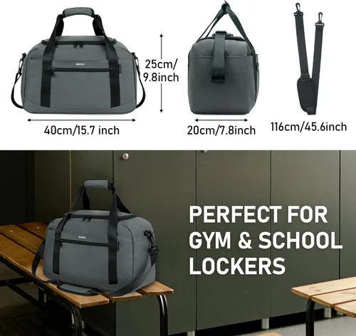 Vista 5 de ECOHUB Bolsa de gimnasio deportiva con bolsillo para ropa húmeda y bolsa para zapatos, bolsa de lona impermeable para hombres y mujeres, bolsa