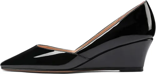 Vista 2 de MODENCOCO Zapatos de tacón bajo con cuña de tacón bajo para mujer, con puntera cuadrada, 2 pulgadas