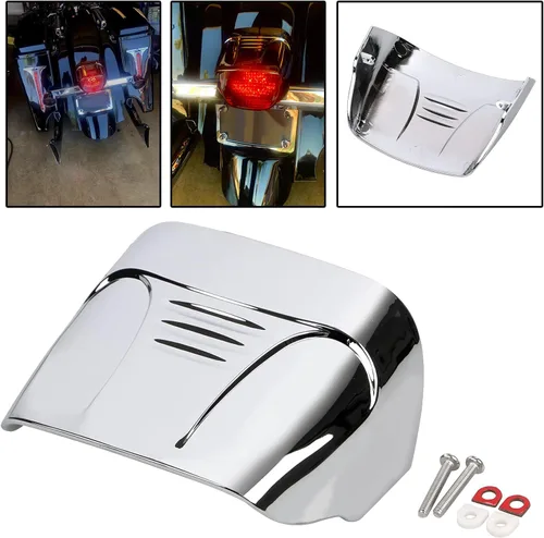 Vista 3 de Cubierta de plástico ABS cromado para luz trasera, sin ranuras, compatible con Harley Wide Glide Touring Street Electra Glide Road King Glide