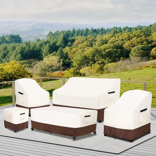 Vista 8 de Juego de 3 piezas de fundas para sillas de patio Adirondack, funda de muebles de patio impermeable de 600D resistente, incluye 2 fundas para sillas