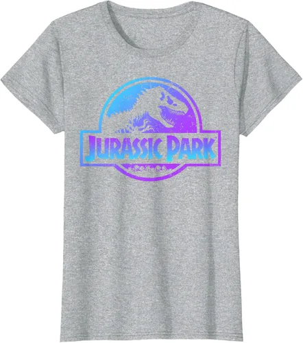 Vista 33 de Jurassic Park Camiseta de manga corta con logotipo Fossil azul y morado Negro