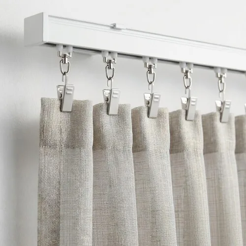 Vista 6 de BIHRTC Paquete de 50 clips para cortina engrosados de acero inoxidable con ganchos, colgador de luces, soporte pequeño de alambre metálico