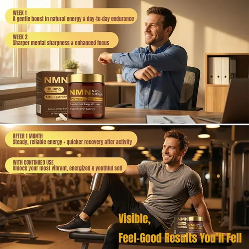 Vista 5 de Suplemento NMN de 1000 mg, NMN liposomal 4 en 1 1000 mg orgánico puro para suplemento NAD+ con quercetina, TMG, alternativa a NMNH, apoya la energía