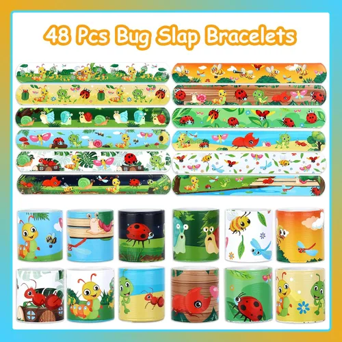 Vista 4 de Serencatcher 48pcs Slap Bracelets Party Favors for Birthday Baby Shower Party Supplies Gifts