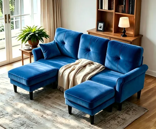 Vista 14 de Welzona Sofa Couch, 83" Sofas for Living Room, Soft Couches for Living Room Comfy Velvet, Modern U Shaped Couch with Ottomans, Small Sectional