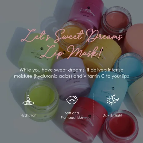 Vista 6 de glowiest Sweet Dreams - Máscara de labios durante la noche, bálsamo labial nutritivo, regordete e hidratante glowiest Sweet Dreams Lip Sleeping