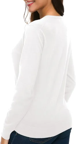 Vista 7 de Urban CoCo Suéter de punto de manga larga con cuello redondo y botones para mujer